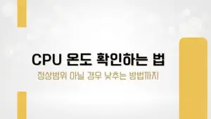 CPU 온도 확인하는 법 – 정상범위 아닐 경우 낮추는 방법까지